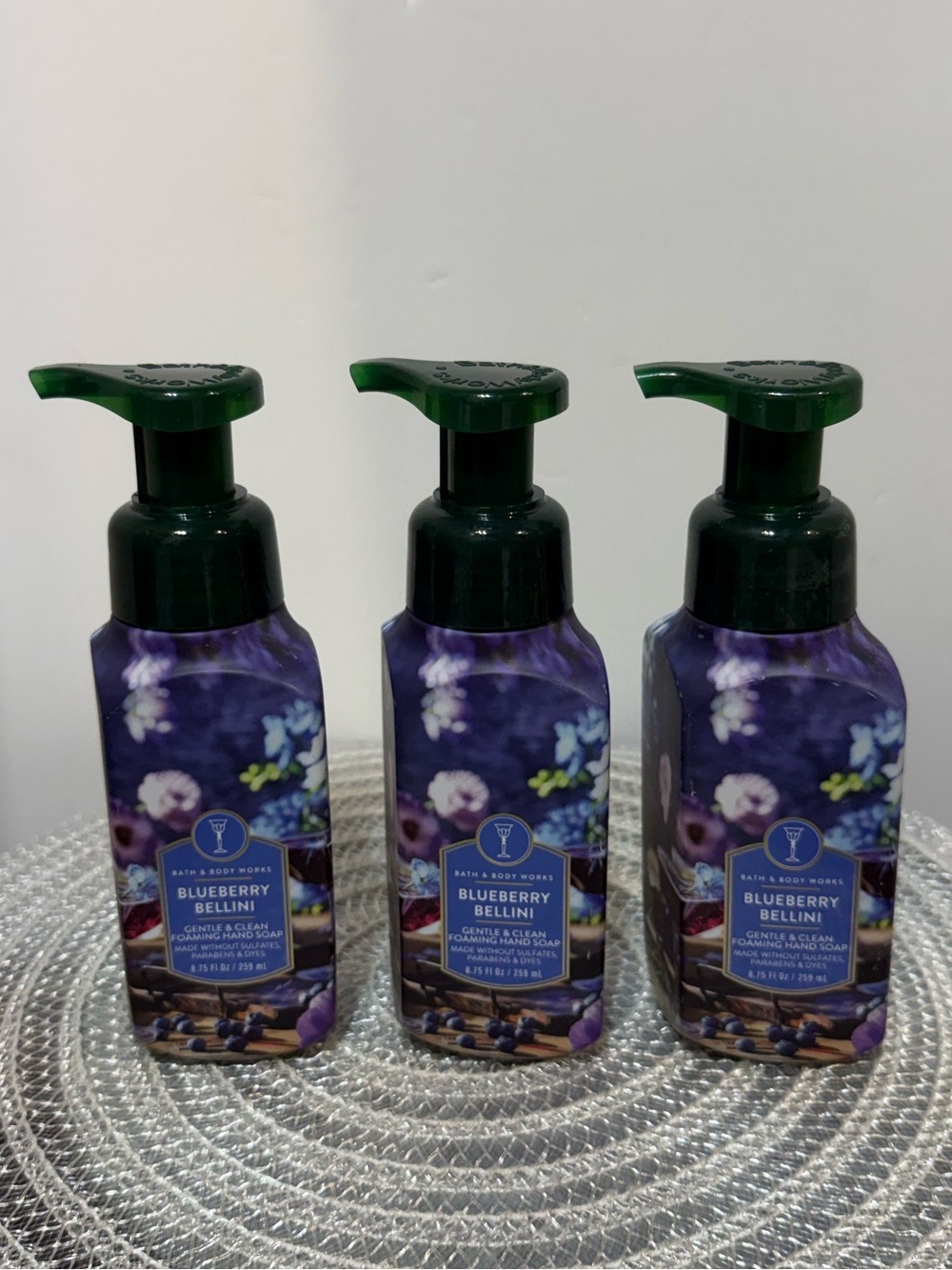 BBW Blueberry Bellini Foaming Hand Soap Set of 3 NWT